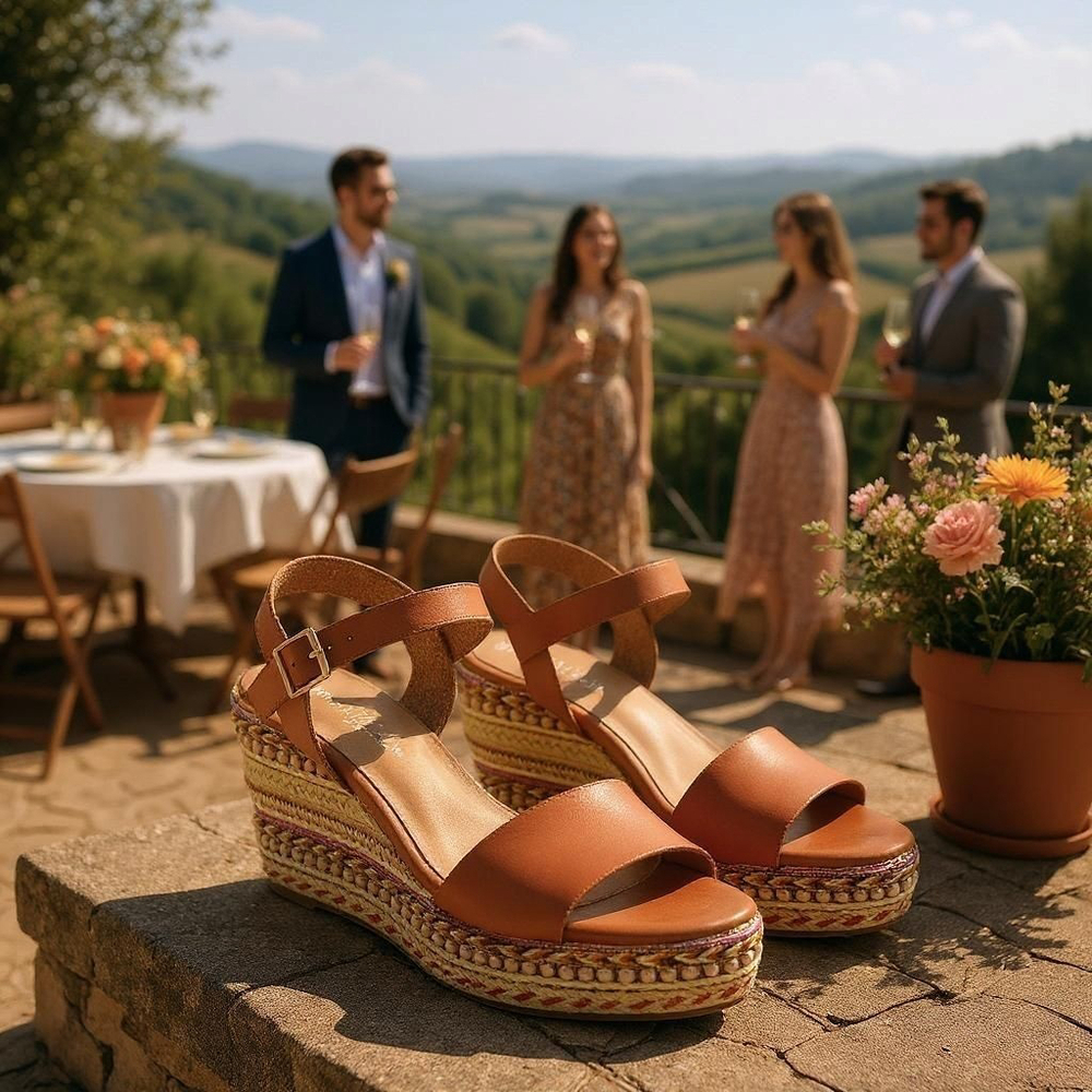 Patrizia Tisch Woven Pink Fushia Wedge Espadrille Sandal US 9.5 EU41 Cognac - Picture 8 of 9